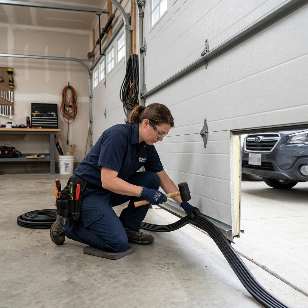 Applying rubber bottom weather seal